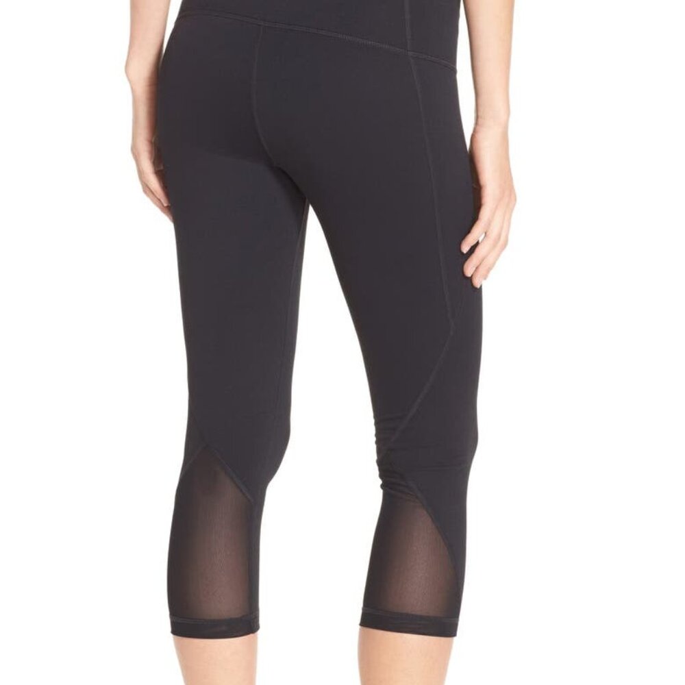 Zella 'Hatha' High Waist Crop Leggings, Small, Black